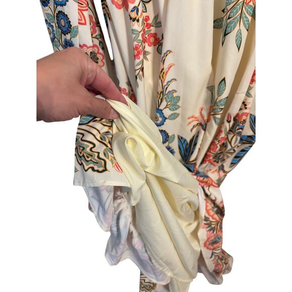 Boston Proper Boho Floral V Neck Ruffle Long Sleeve Maxi Size 12 - Picture 8 of 9